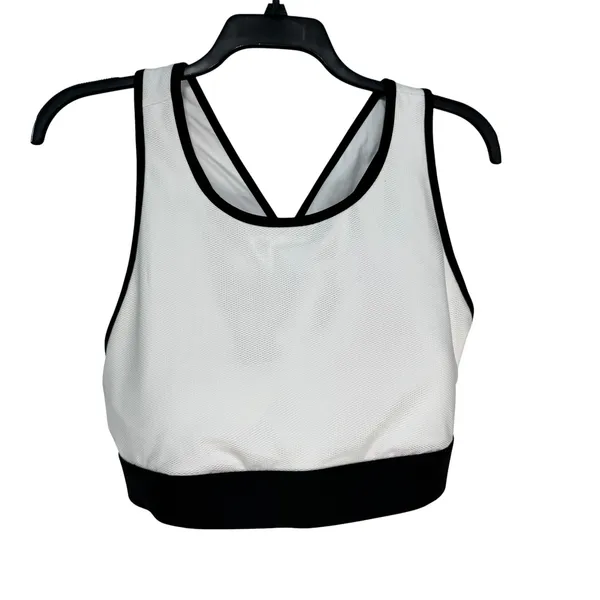 Fabletics White Black Mesh Cross Back Sports Bra BA2042012-1076-17040 Size 2X - Image 8