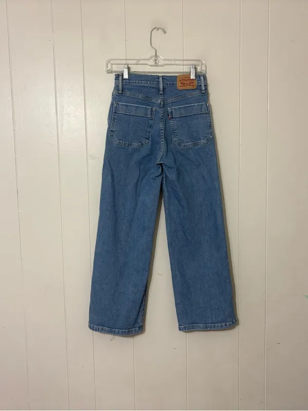 Levi’s Mile High Wide Leg Cropped Jeans Women’s Size 25 High Rise Button Fly - Image 9
