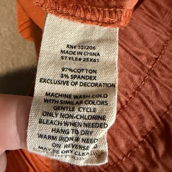Soft Surroundings Cargo Pants L Burnt Orange Floral Embroidered Boho - Image 12