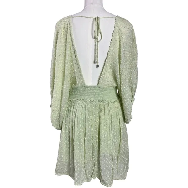 Free People Bohemian Ethereal Cottage Sweet Dreams Mini Dress Frozen Dew Medium - Image 10