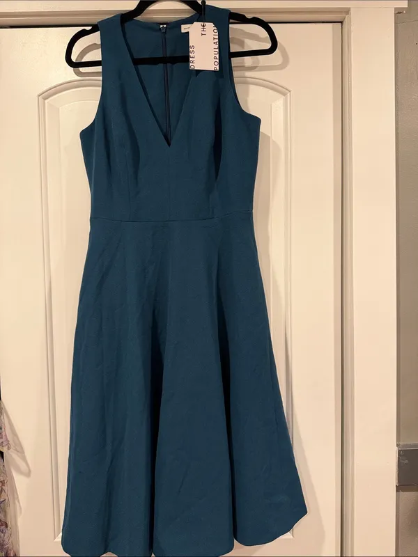 Dress the‎ Population Catalina Deep Teal High-Low Fit-and-Flare Dress M - Image 3