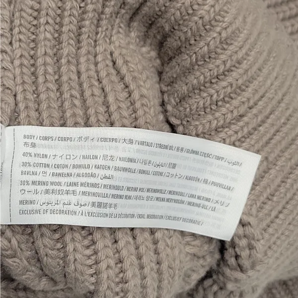 Abercrombie & Fitch V-Neck Sweater Collared Pullover Cable Knit Beige Size:M - Image 7