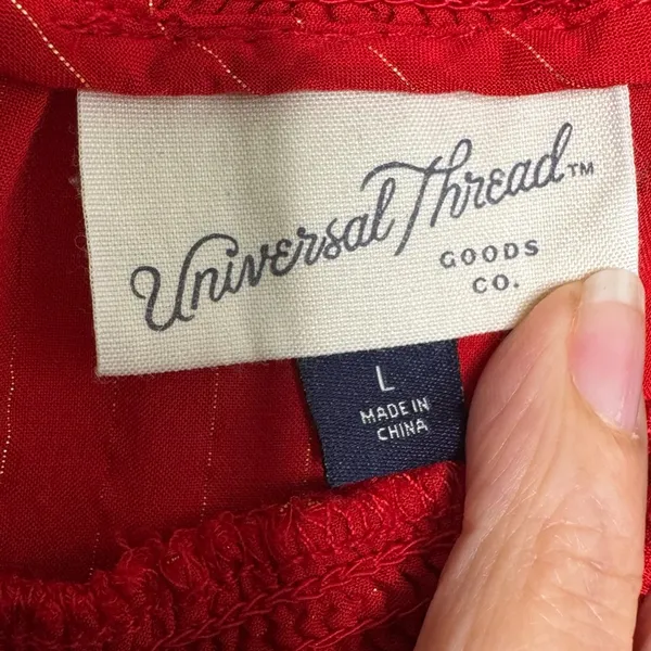 Universal Threads Puff Sleeve Peplum Top Large Elegant Red Women's Top - Image 10