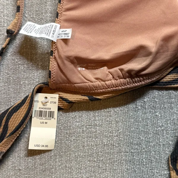Aerie Tiger Print Bikini Top‎ Medium Brown Animal Print Swim Triangle New - Image 3