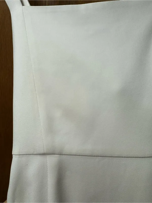 Saylor Caylin Sleeveless Feather Trim Hem Midi Dress White Small Bridal Wedding - Image 12