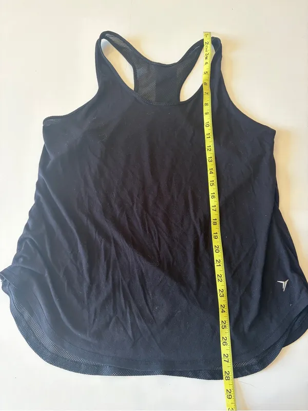OLD NAVY Active Black Racer back Tank Top mesh detail Shirt Women Size Large - Image 2