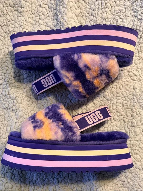 UGG Women's Disco Marble Slide Sandals Violet Night Size 7 Excellent Condition. - Image 3