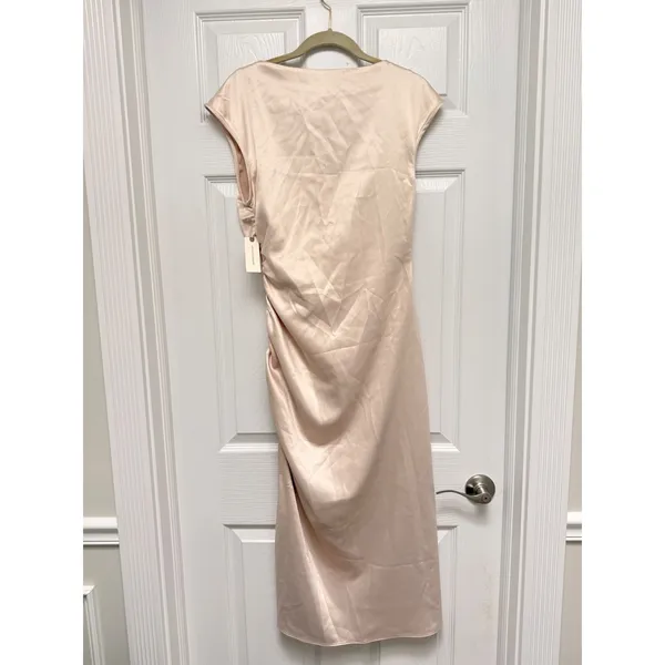 BHLDN Anthropologie Francesca High-Neck Satin Maxi Dress Cream‎ Medium NWT - Image 5