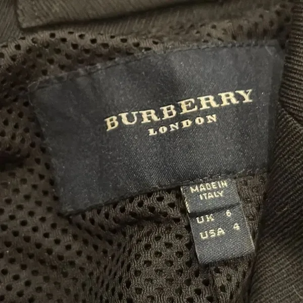 Burberry London Wool Blazer Nylon Pockets Black Womens 4 - Image 9