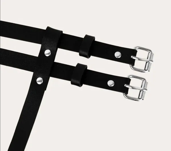 Black Harness Double Belt Underbust Suspender New - Image 3