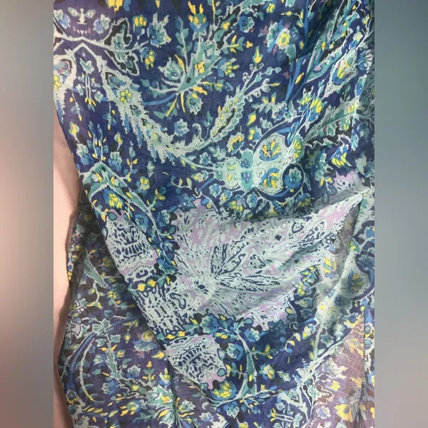 Merona Oblong Scarf Paisley Blue Green Multicolor Lightweight Sheer Polyester - Image 7