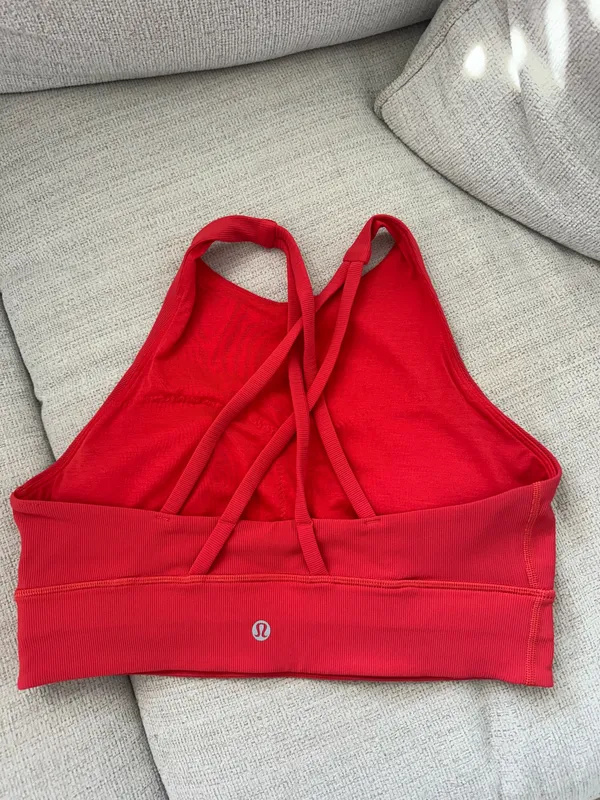 Lululemon Energy Bra High Neck Ribbed Red - Image 2