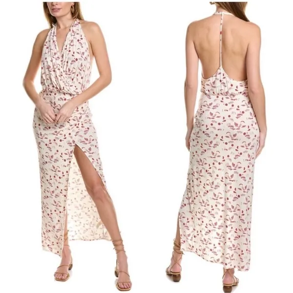 NWOT Free People Daria Graphic Maxi Dress in Ivory Combo open back M - Image 2