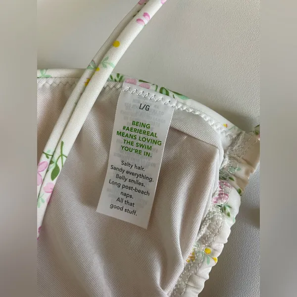 Aerie White Floral 2-Piece Swimsuit - Adjustable Tie-Side String Bikini - Image 7