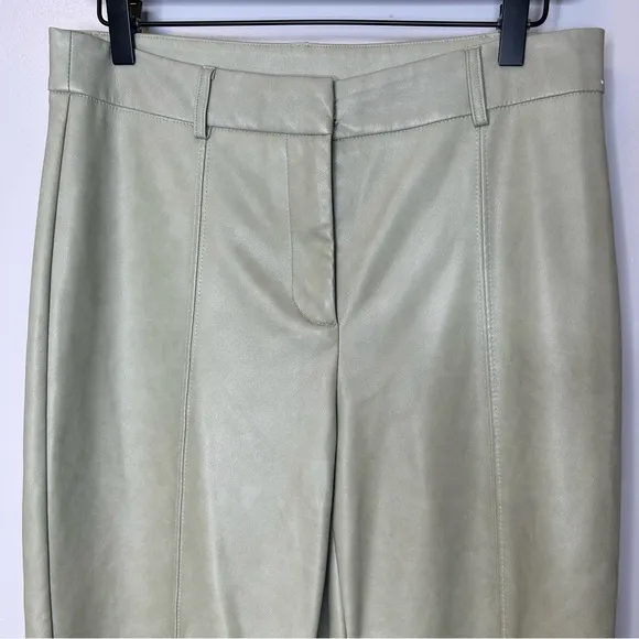 7 For All Mankind Sage Green Vegan Leather‎ Straight Leg Pants - Image 3