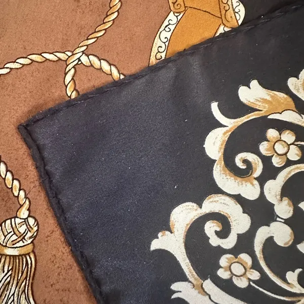 Elegant Black and Brown Scarf with Intricate Design Poly Satiny - Image 4