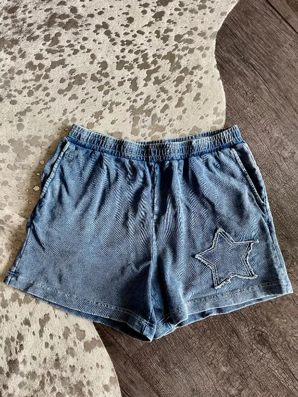 Jane + Delancey Denim-Look Star Patch Lounge Set Medium M - Image 2