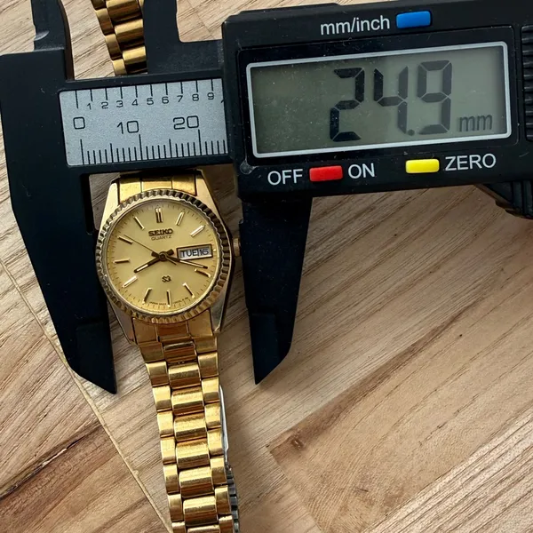 Seiko SQ Presidential Gold Plated Ladies Watch Gold Dial Hands Markers Day Date - Image 14