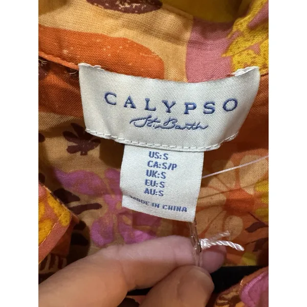 Calypso St. Barth blouse Patchwork Button Down Cotton Lightweight Size‎ Small - Image 6