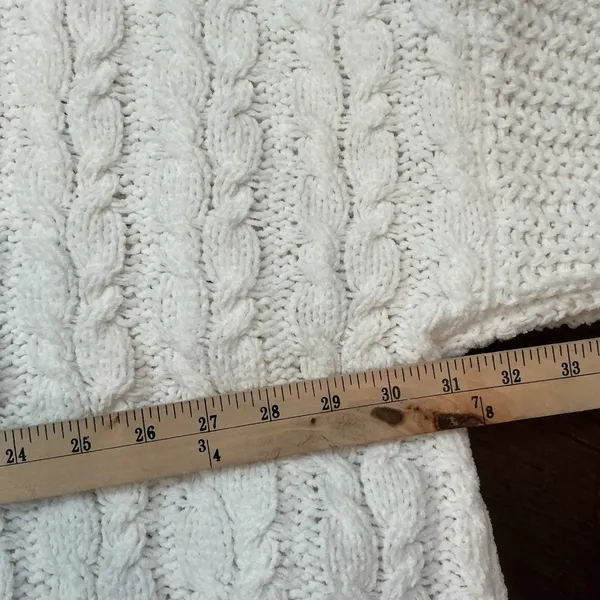 POL Cable Knit Oversized Sweater White Crew Neck Cropped JST371B PLUS Size 1X/2X - Image 7