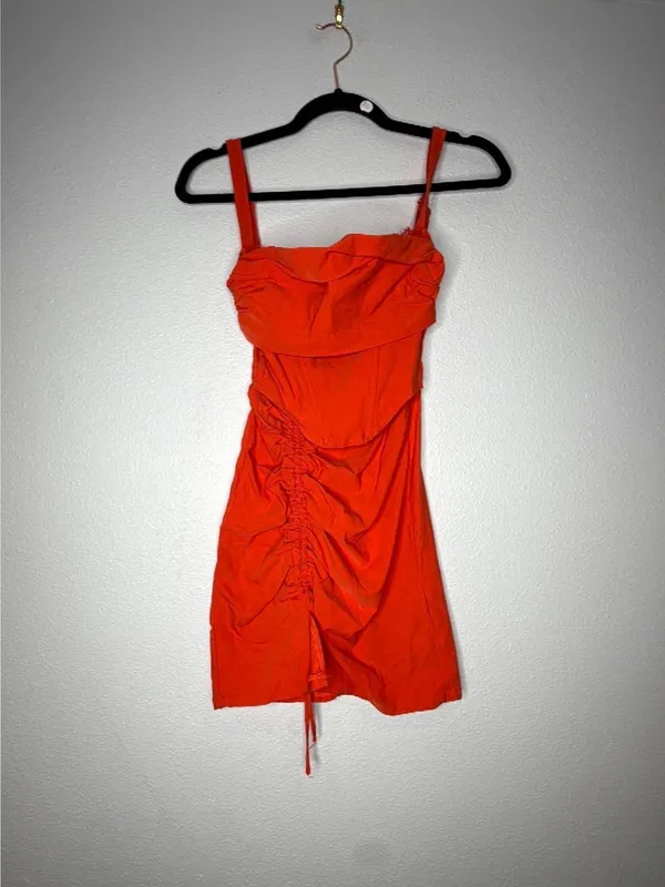 White Fox Wanting More Sexy Ruched Mini Dress Chili Red XS - Image 4
