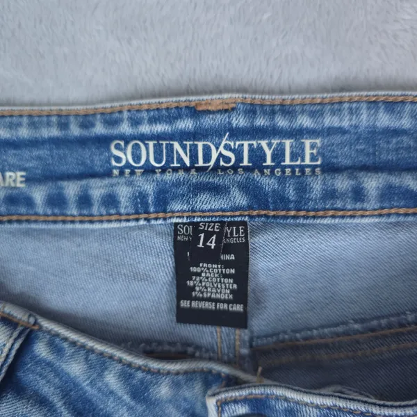 Sound/Style Farah Fit and‎ Flare Jeans Women 14 Blue Vintage Reunion Split Hem - Image 10