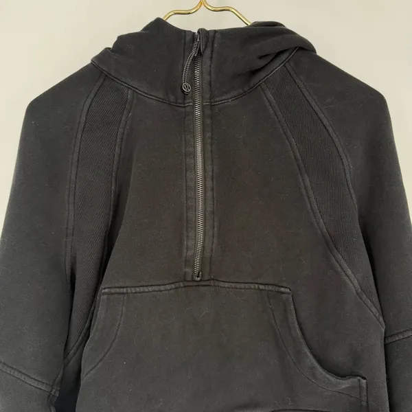 Lululemon Scuba Oversized Half Zip Hoodie Black XS/S Cropped Cotton Terry - Image 9