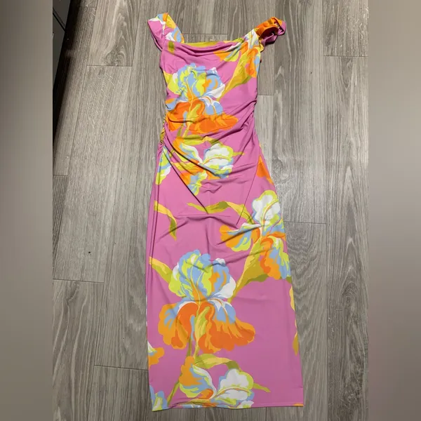 Amanda Uprichard Rebecca calypso Pink Floral Midi Dress XS - Image 3