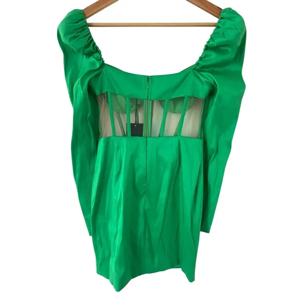 NBD Talulla Bustier Mesh Mini Dress Green Size Small NWT Cutout Corset Party - Image 4