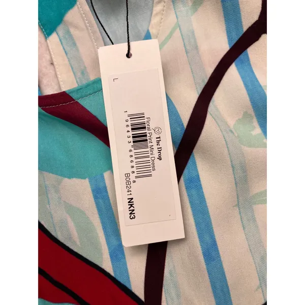 Whitney Rife x The Drop Mini Dress‎ Womens L Multicolor NWT Floral Long Sleeve - Image 3