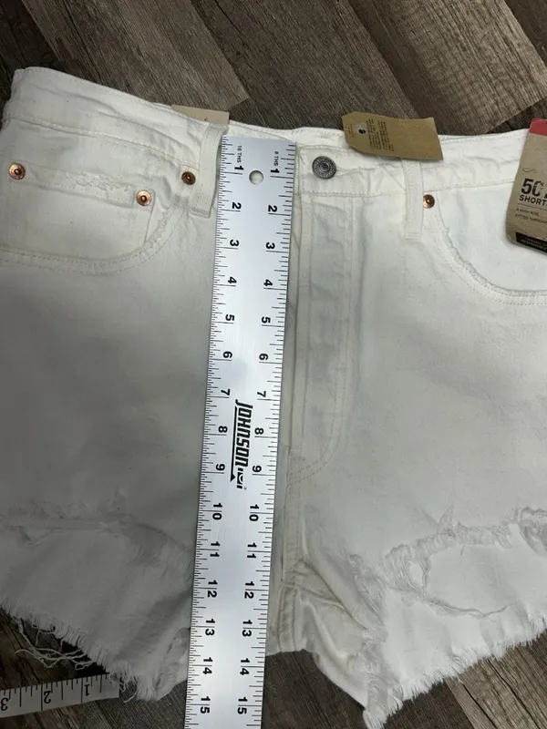 NWT LEVI’S 501 Denim Cutoff Jean Shorts Women’s Size 32 Off-White Button-fly - Image 9
