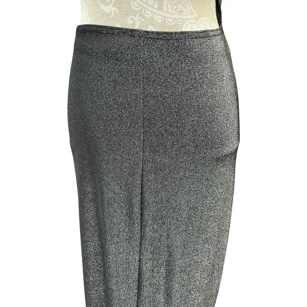 City Triangles Y2K 90s Minimalist Shimmer Open Back Column Maxi Dress Silver Black Size M Read - Image 5
