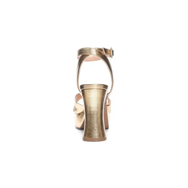 NIB Chinese Laundry Size 8.5 Theena Metallic Gold Platform Heeled Dressy Sandals - Image 3