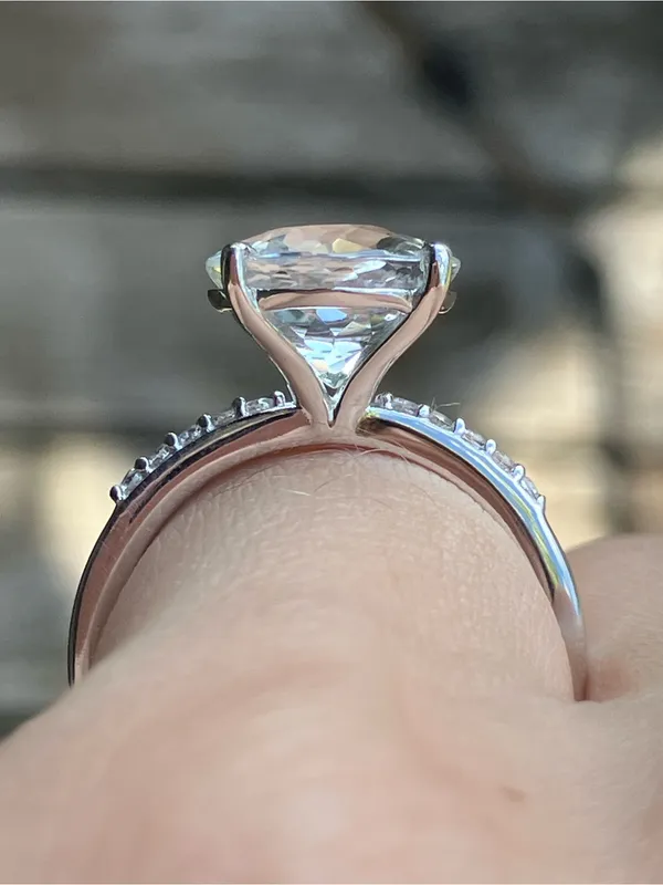 Genuine White Quartz Sterling Silver Ring Size 6 - Image 2