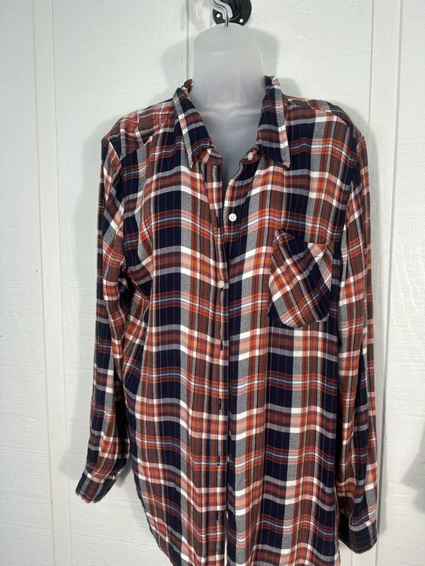 Lucky Brand Brown Plaid Long Sleeve Shirt Size XL EUC - Image 4
