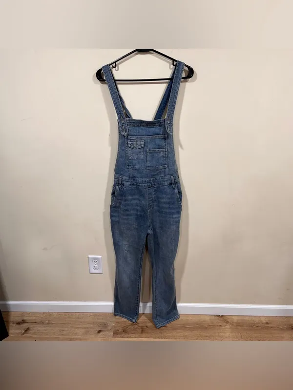 Free People Overalls Blue Jean Denim Bib One Piece Straight Leg Size 29 Overalls - Image 6