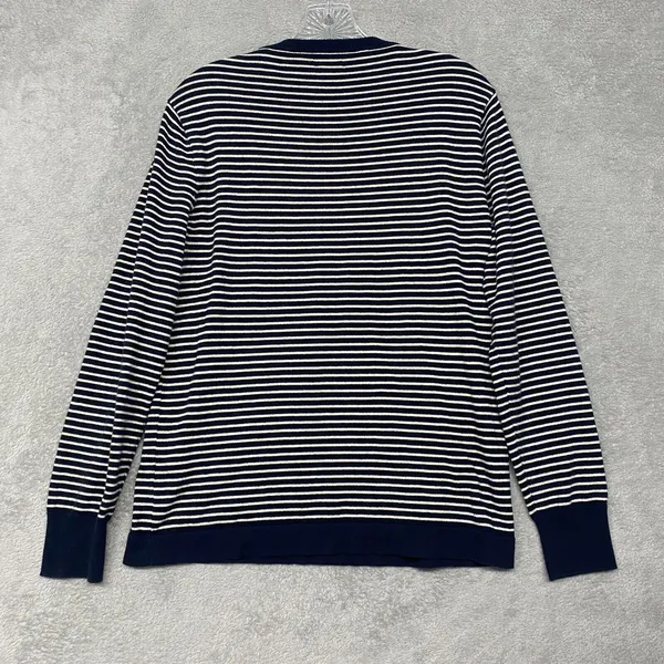 J Crew Sweater Womens Small Blue White Stripe Crew Cotton Pullover Nautical - Image 6