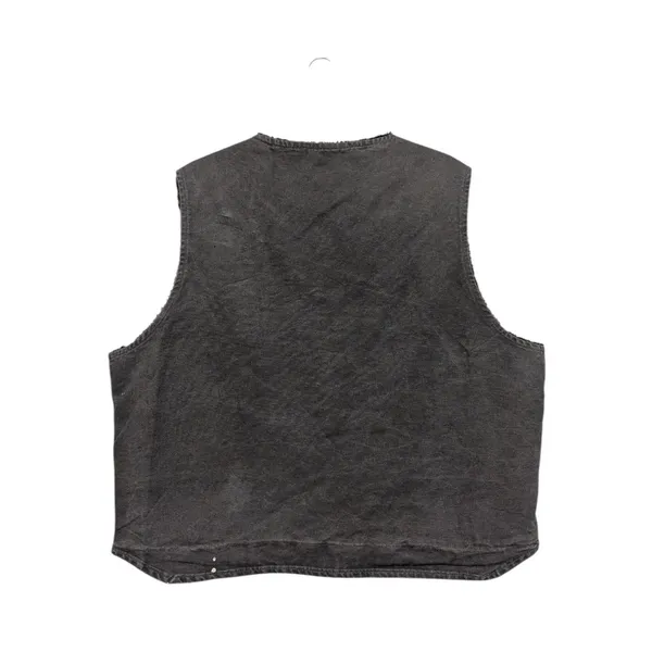 Vintage Y2K Carhartt Sandstone Rugged Vest Sherpa Lined Duck Canvas Dark Gray 3X - Image 2