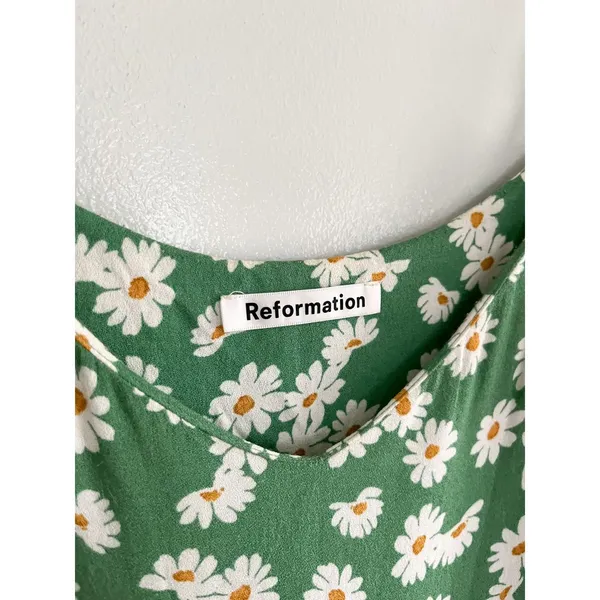Reformation | Seville Dress in Daisy | Green White | Sz S - Image 6