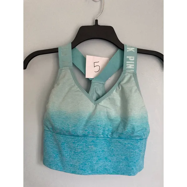 PINK Victoria's Secret Sports Bra Medium Blue Ombre Longline - Image 7