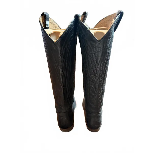 Frye Classic Black Leather Cowboy Boots - Image 3
