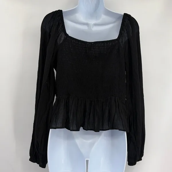Newbury Kustom Witchy Milkmaid Top Sz L Coquette Noir Peplum Fairy Grunge Smock - Image 6