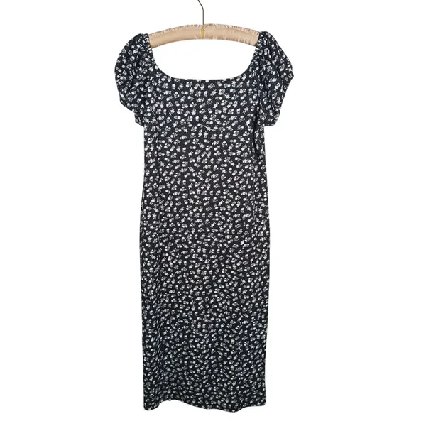 Betsey Johnson Y2K Floral Corset Milkmaid Midi Dress Size XL Black Coquette - Image 3