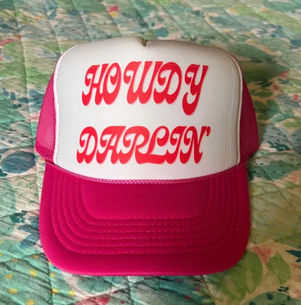 Howdy Darlin Trucker Hat Pink - Image 3