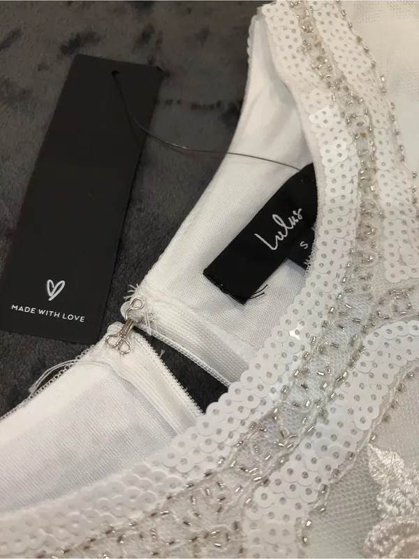 Lulus Spread Your Shine White Sequin Embroidered Bodycon Dress in White Size S - Image 9