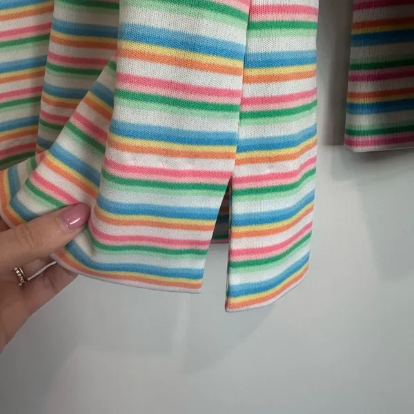Vintage 70s Peggy Lou California Rainbow Striped‎ Mock Neck Top Size 38 Large - Image 5