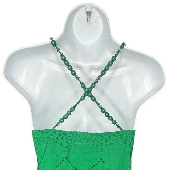 Hyacinth House NEW Green Eyelet Beaded Strap Mini Ibiza Cocktail Dress Size XS - Image 9