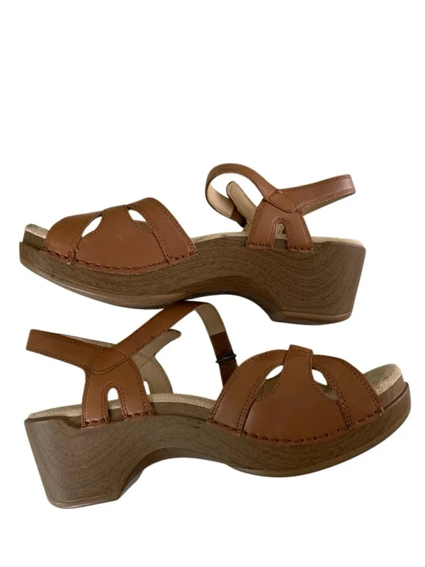 Dansko Season sandals camel full-grain leather block heel size 38 US 7.5 8 - Image 3