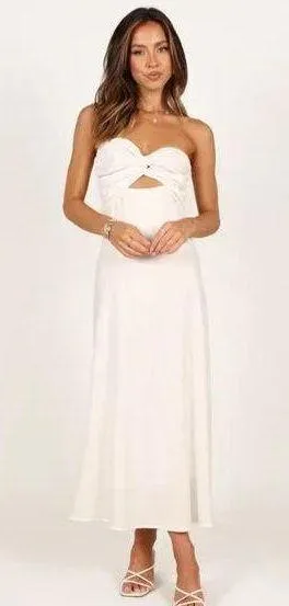 Petal & Pup Rosetta White Strapless Cut Out Midi Dress 4 - Image 8