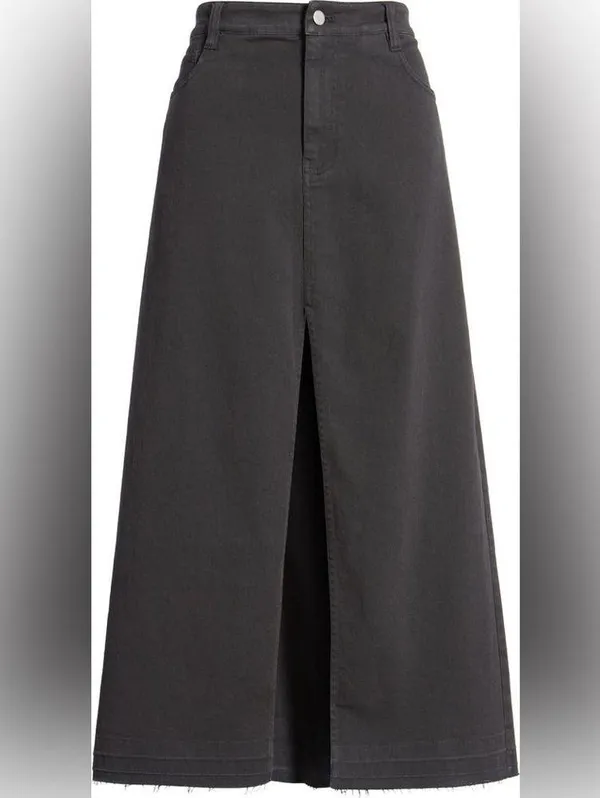 BP. Raw Hem Stretch Twill A-Line Long Maxi Jean Skirt Size 12 - Image 6